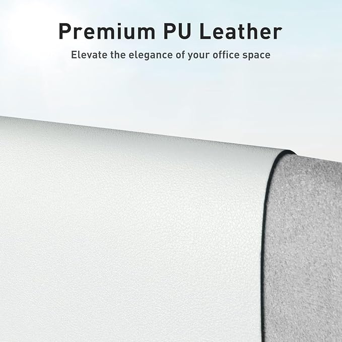 Aothia Faux Leather Desk Mat - Non-Slip PU Leather Desk Blotter, Waterproof Writing Surface, Large Desk Pad for Office & Home (Barely Grey, 55" x 17") - Image 2