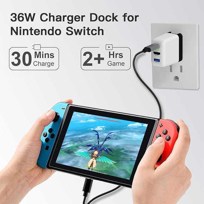 Switch Dock Charger for Nintendo Switch, Mirabox 36W Portable TV Docking Station with 4K@60Hz HDMI/USB2.0/PD USB-C Fast Charging Ports, Full-Featured USB-C Cable Included - Image 7