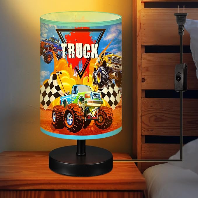 Glooglitter Monster Truck Themed Table Lamp 3 Colors Dimmable Lights 11.02 x 5.12 Inch Monster Truck Themed Night Light Bedside Lamps Decoration for Bedroom Desk Birthday Gift for Christmas Home Decor by Glooglitter