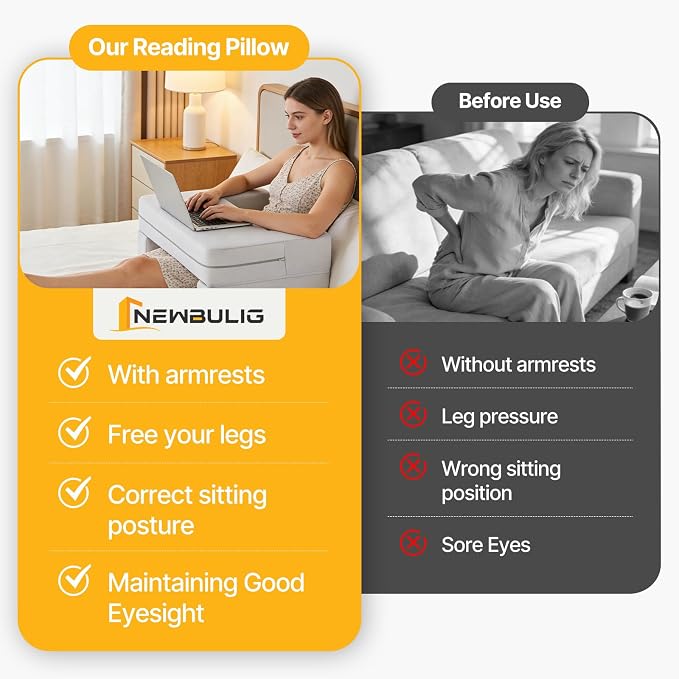 Sweetcrispy Reading Pillow Lap Desk, Adjustable, Storage Coaster, Ergonomic - Image 4