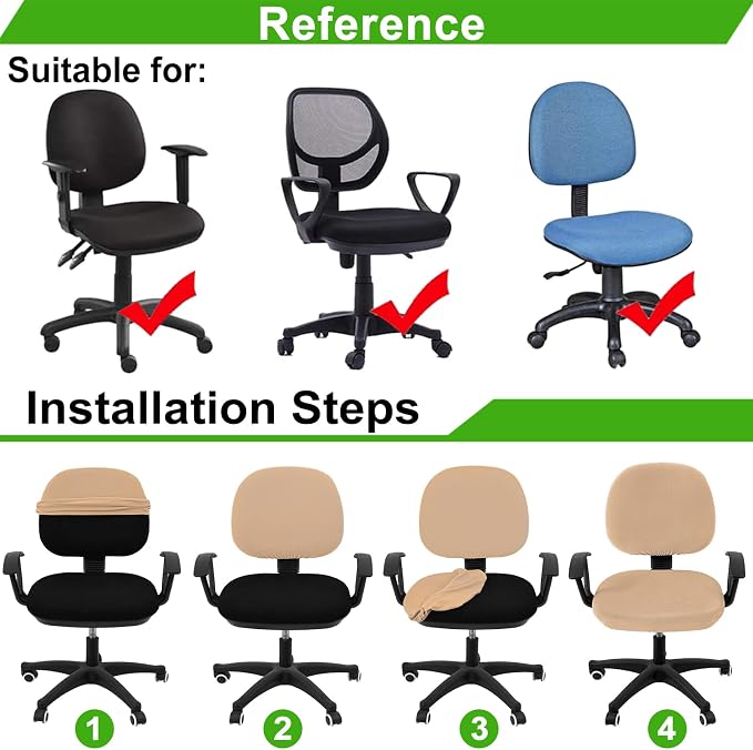 Smiry Office Computer Chair Covers for Desk Rotating Chair Protector | Stretch Jacquard Removable Washable Universal Slipcovers, Seat + Backrest Cover, Camel - Image 6