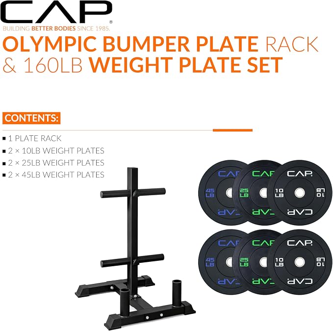 CAP 2-inch Olympic Bumper Plate Weight Set | 100-370 lbs | Multiple Colors | Storage Rack Optional - Image 2