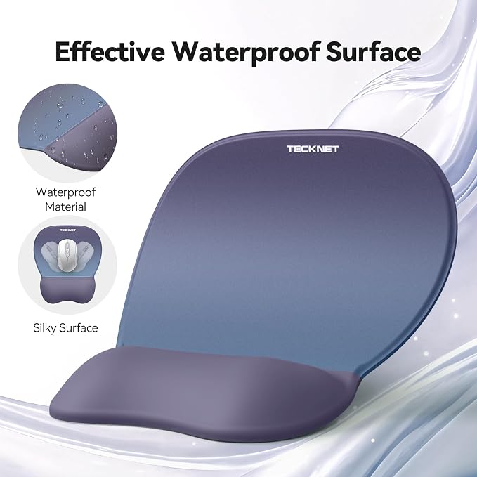 TECKNET Gel Ergonomic Mouse Pad & Keyboard Wrist Rest & Coaster - Image 4