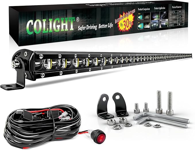 CO LIGHT Led Light Bar Single 50 inch Slim Single Row Lightbar Driving Combo Beam Off Road Work Lights with Mounting Brackets & 6D Reflectors for Truck, Car, Cabin, Boat, ATV, UTV by COLIGHT