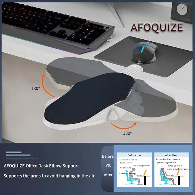 Ergonomic Computer Wrist Rest with Arm Support, 180° Rotatable Desk Extender for Keyboard - Image 3