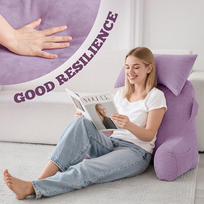 Reading Pillow for Bed,Back Pillow for Bed Sitting Up,Lumbar Support Pillow - Image 4