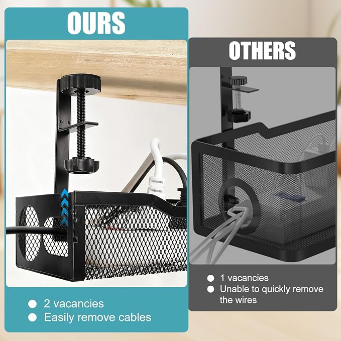 Under Desk Cable Management 26 inches Metal Cord Organizer No Drill Wire Management and Cord Organizer for Home Office Standing Desk - Image 5