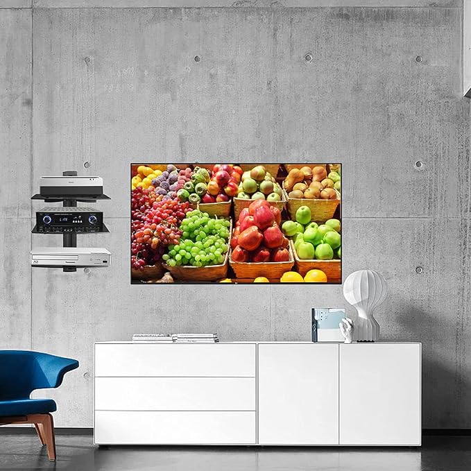 DVD Floating Shelf, Glass TV Wall Mount with Shelf for DVD Player / PS4 / Cable Boxes / Game Consoles / Sky Box / TV Accessories, Media Shelf, Flat Black Wall Mount Bracket, AV Shelves, 3 Tiers CS303B - Image 7