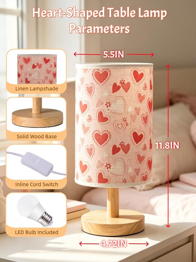 Heart‑Shaped LED Table Lamp for Bedroom Decor Romantic Gift for Girls Women - Image 6