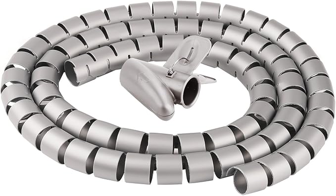 Cable Organizer Coiled Tube Sleeve Cable Cable Management Sleeve (Silver Length59inches Diameter1.1inches) by chengsi