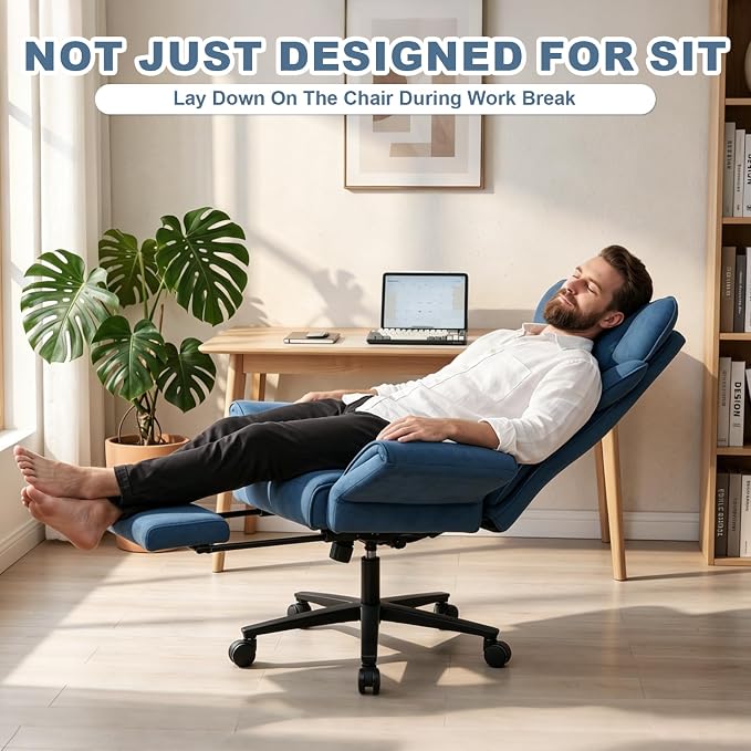 500LBS Big and Tall Office Chair, Ergonomic Cross Legged Desk Chair | Reclining Executive Desk Chair, High Back Computer Gaming Chair with Flip Armrests Lumbar Support Footrest,500lb Vanity Chair - Image 9