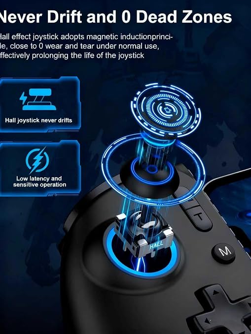 Wireless Mobile Gaming Controller, Phone Controller for iPhone/Android, Hall Joystick/Trigger, Bluetooth Handheld Gaming Controller with Programmable, No Dead Zone, Adjustable Light/Turbo, for Xbox Cloud, Steam Link - Image 2