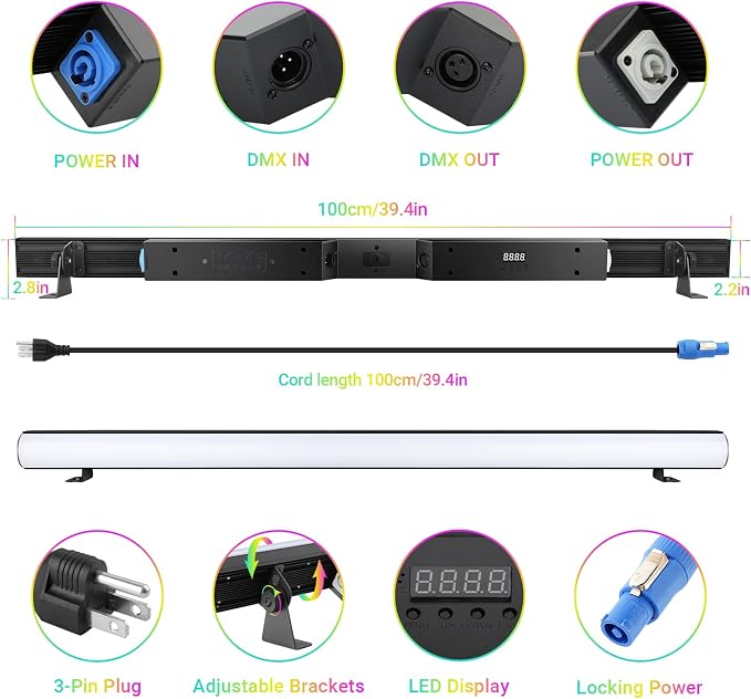 40" 60W 144LED Stage Wash Light Bar for Party - Image 4