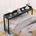 Ytaoka Overbed Table with Wheels, 70.8" Queen Size Bed Table Over the Bed Table with Charging Station, Rolling Laptop Table Over Bed Desk with 2 AC Outlets and 2 USB Ports for Home and Hospital, Black by Ytaoka