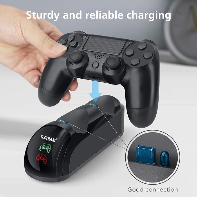PS4 Controller Charger, Upgraded Fast-Charging Port Docking Station Stand for PS4 / P4 Slim/PS 4 Pro Controller, Black - Image 5