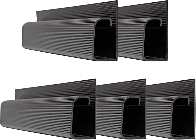 Simple Cord 5 Pack of 16-Inch J Channel Cable Management Under Desk - Easy to Install Adhesive Mount Cord Organizer for Desk, Home Office, No-Drill Wall Cable Organizer (Black) - Image 8