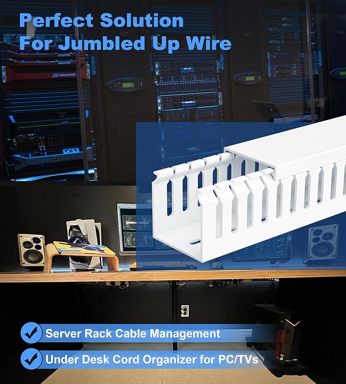 2" H x 2" W Cable Raceway, 33in Under Desk Wire Management Channel, White - Image 6