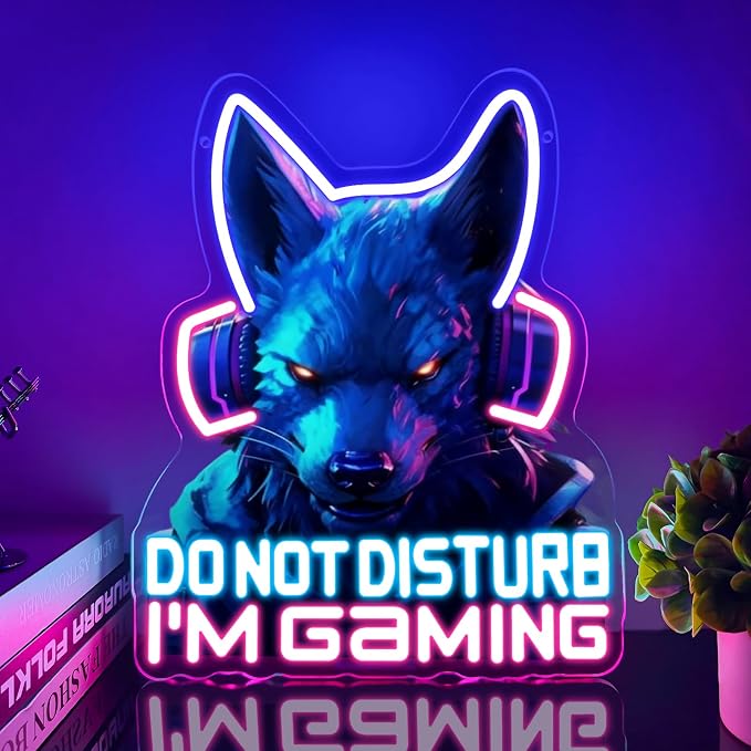 Gamer Neon Sign,Game Wolf Neon Signs for Gaming Room Decor,Do Not Disturp I'm Gaming Neon Sign for Game Wall Decor,Game Neon Sign for Teen Boy Room Decor Gifts,Gamer Gifts - Image 7