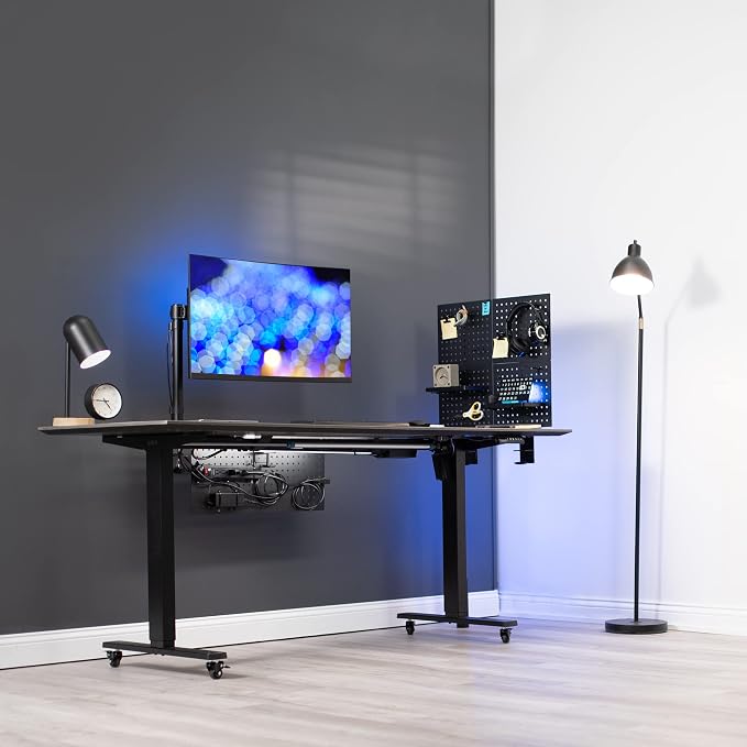 VIVO Black Clamp-on 12 x 20 inch Desk Pegboard, PP-DK12B | Steel Privacy Panel, Magnetic Peg Board, Office Accessory Organizer, Above or Under Desk Placement - Image 2