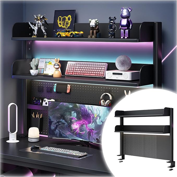 MATISUN No Drill Desk Pegboard, Clamp On Desk Pegboard, Gaming Pegboard with Pegboard Accessories, Hanging Laptop Mount (80cm-31.49in,Black) by MATISUN