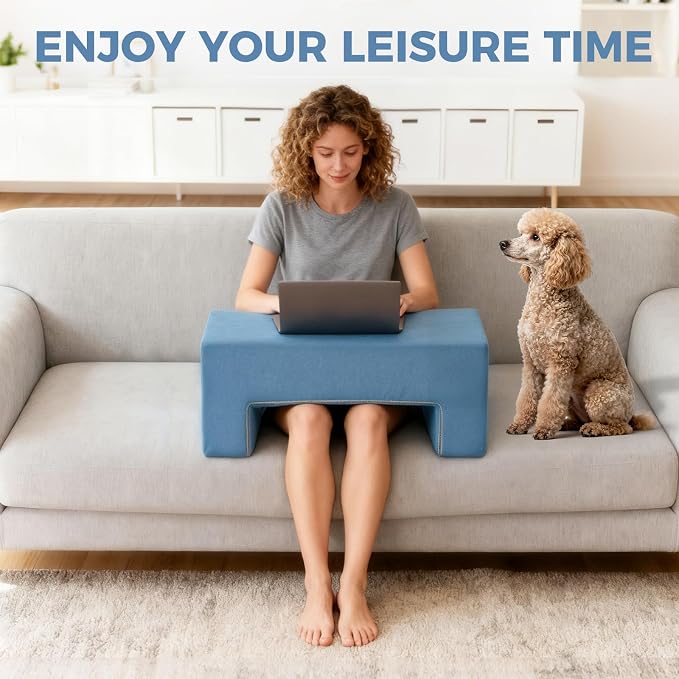 Reading Pillow for Gaming Lap Desk Pillow for Laptop Memory Foam Bed Desk for Reading Working Crocheting Gaming Arm Rest on Bed/Sofa/Floor/Couch/Car (Blue) - Image 3