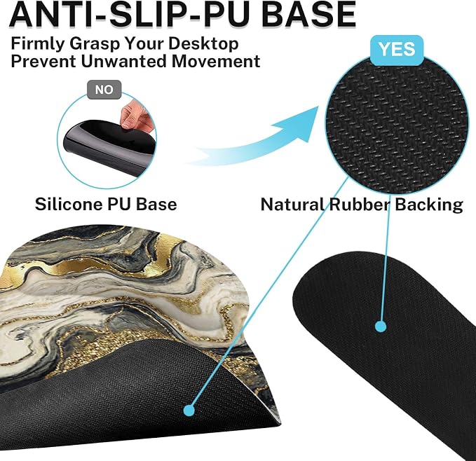 Britimes Ergonomic Mouse Pad Set with Wrist Rest, Black Gold Marble - Image 6
