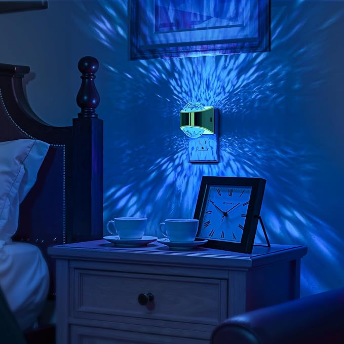 Briignite Night Lights Plug into Wall, Gold Night Light Projector 9-Color - Image 6