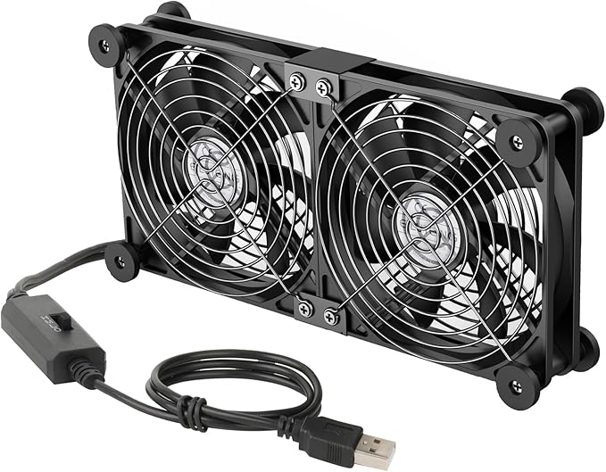 ELUTENG Dual AC USB Computer Fan 140mm USB Fans for Cooling 3 Speed Control by ELUTENG