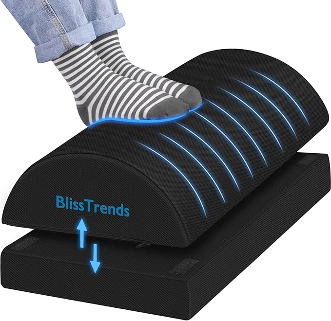 BlissTrends Foot Rest Under Desk, Foot Stool with 2 Adjustable Heights | Comfortable Footrest with Washable Cover for Car,Home and Office to Relieve Back,Lumbar,Knee Pain(XX-Large, Black) by BlissTrends