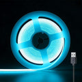 Ultra-Narrow 3mm USB COB LED Strip Lights Self-Adhesive, Kitchen Cabinets, Bedroom, Gaming Desk (Lcy Blue, 2ft) by Unknown