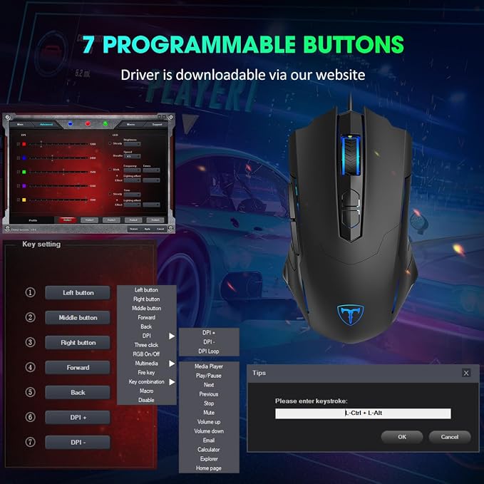 Wired Gaming Mouse, Computer Mouse Wired RGB LED for PC Laptop Gamer - Image 4