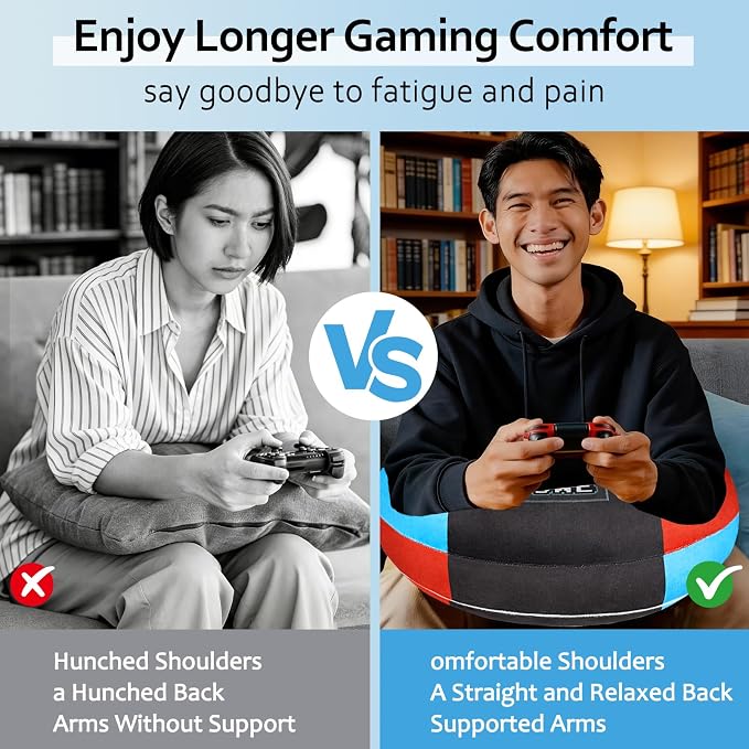 Crafting Pillow for Crocheting, Crochet Pillow for Lap Support, 12 Fun Print Styles, Ergonomic Arm Support, For Bed, Floor, Chair Comfort, Pain Relief and Fatigue for Gaming and Woking (Game ) - Image 6