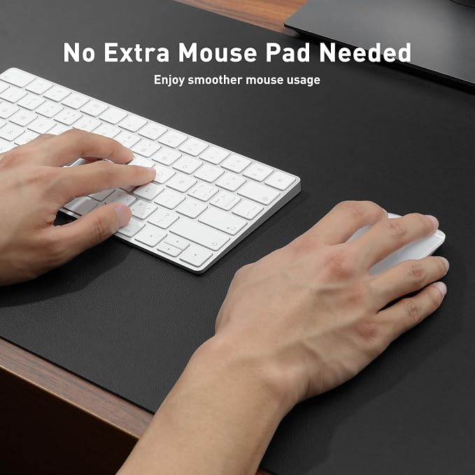 Aothia Faux Leather Desk Mat - Non-Slip PU Leather Desk Blotter, Waterproof Writing Surface, Large Desk Pad for Office & Home (Black, 55" x 17") - Image 4