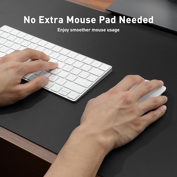 Aothia Leather Desk Pad Protector, Mouse Pad, Office Desk Mat, Non-Slip PU Leather Desk Blotter, Laptop Desk Pad, Waterproof Desk Writing Pad for Office and Home (48"x17", Black) (Pack of 2) - Image 4