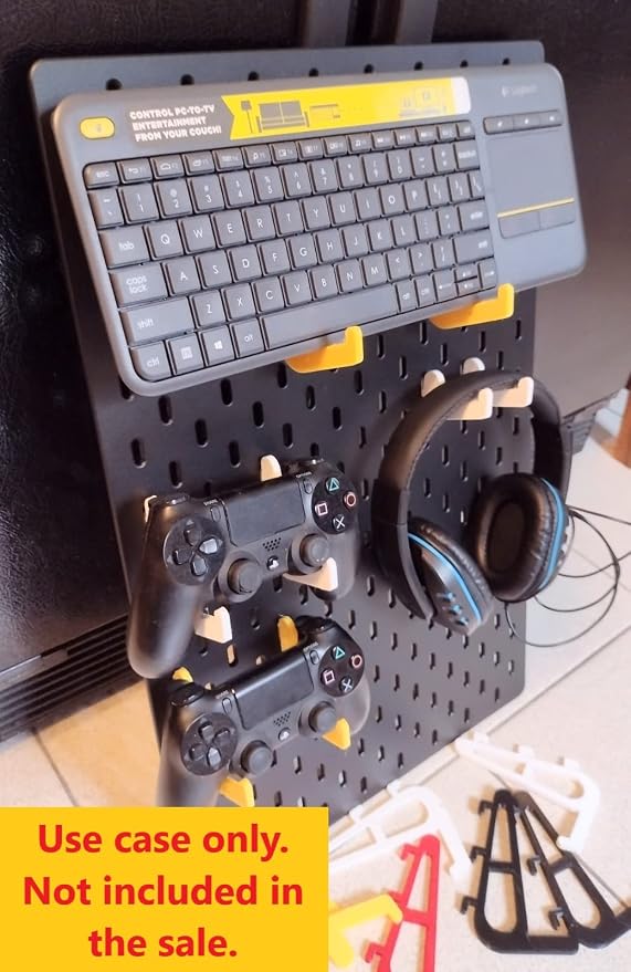 Replacement pair of mounting pegs compatible with IKEA SKADIS PEGBOARD - various colors and models - new 3d printed parts (Yellow, 3 Hooks) - Image 2
