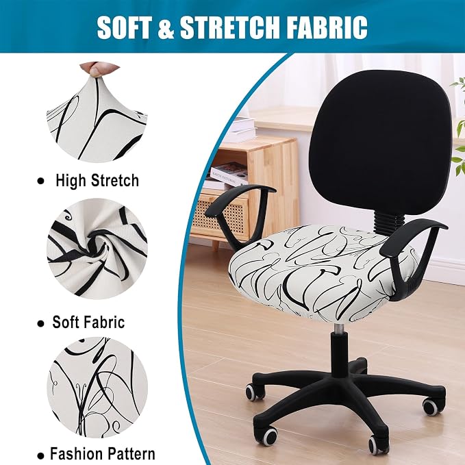 Smiry Stretch Printed Office Computer Desk Chair Seat Covers | Stretch Fit, Soft Fabric Universal Rotating Chair Cover, Washable Removable, Anti-Dust Seat Cushion Protector - Image 6
