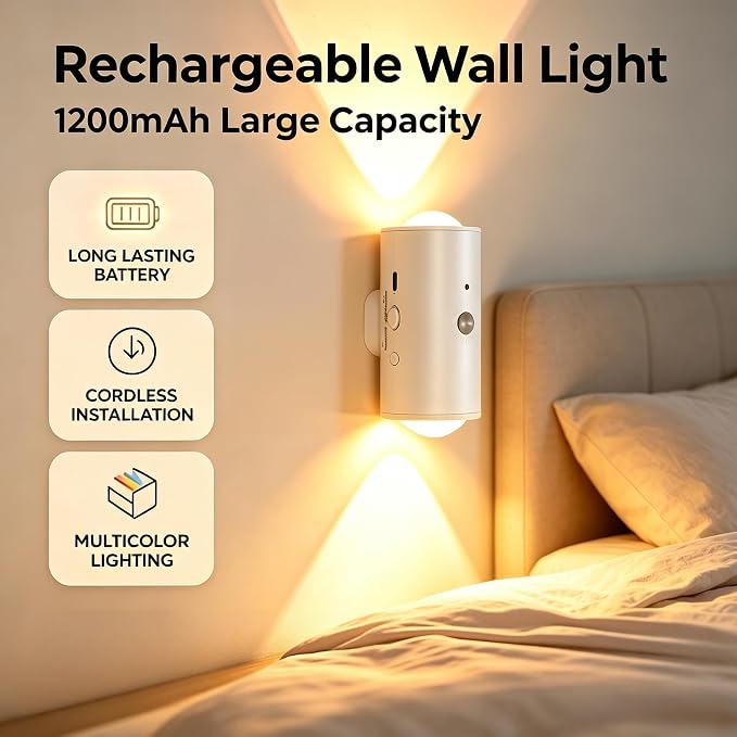 4 Pack RGB Dynamic Gradient Step Lights, Rechargeable Motion Sensor LED Wall Lamp with Remote, 1200mAh Dimmable Magnetic Mount Night Light for Staircase Hallway Bedroom Kitchen Bar - Image 7