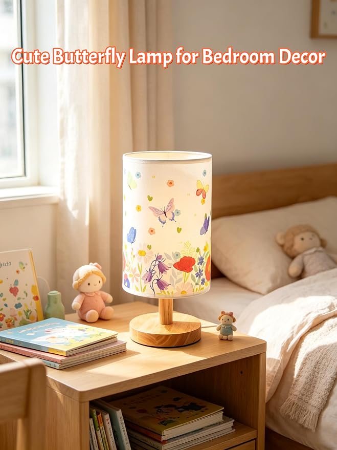 Butterfly Kids Table Lamp,Cute Bedside Lamps for Girls Bedroom Decorations - Image 6