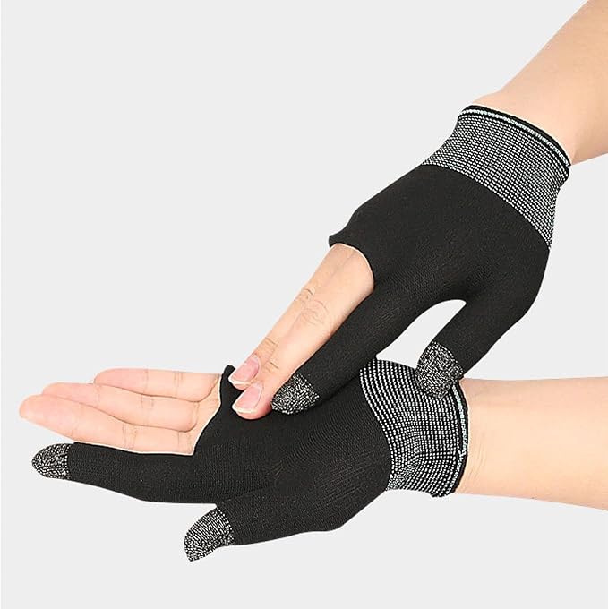 Mobile Gaming Finger Sleeves High Sensitive | Seamless Touchscreen Gloves for Players 2 Pairs Black White (Black White) - Image 4