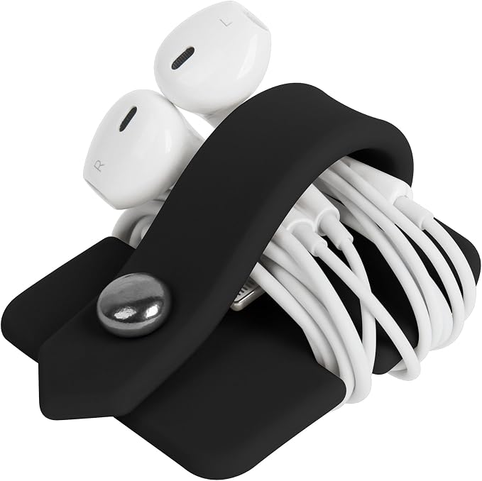 Headphone Case Cord Organizer Earbuds Holder Earphones Case Wrap Winder Headset Keeper Cord Manager Cable Organizer Black - Image 4