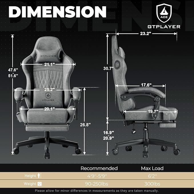 GTPLAYER Gaming Chair Bundle with Integrated Speakers, RGB Computer Speakers & USB Adapter – Ergonomic Music Chair for Surround Sound, Wireless & Complete Entertainment Setup, Grey - Image 2