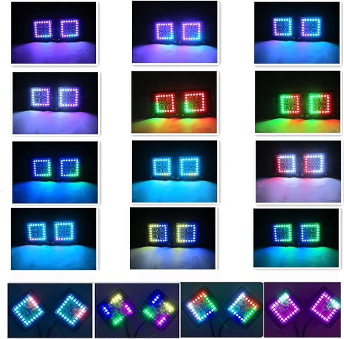 4PCS 4" inch LED Pods Flood Work Fog Lights with RGB Chasing Halo - Image 6