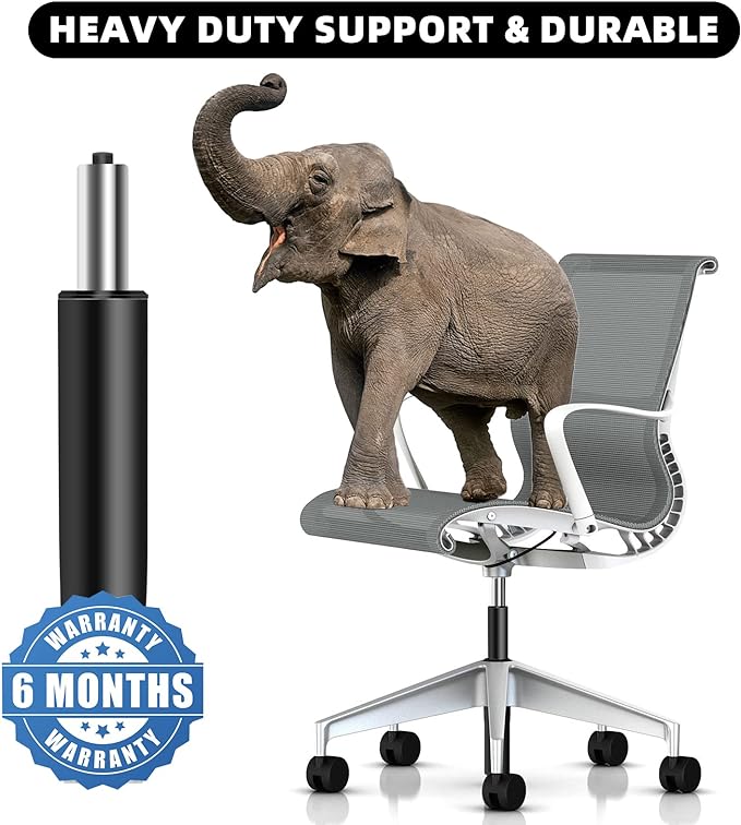 Omyoffice 5.5” Office Chair Gas Lift Cylinder Replacement, Class 4 Piston | Heavy-Duty 1000 lbs, Hydraulic Pneumatic Gas Lift, Universal Fit Most Executive Gaming Desk Chairs, Black - Image 5