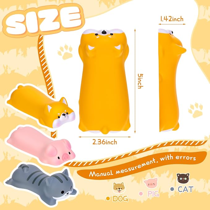 Lincia 3 Pcs Cute Mouse Wrist Rest, Animal Design Keyboard Support Pad | Cushion Reduces Wrist Strain, Cat Pig Dog Designs for Laptop Desk Office, Ergonomic Arm Rest for Computer Gaming Use - Image 2