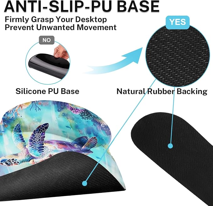 Britimes Ergonomic Mouse Pad Set with Wrist Rest, Cute Sea Turtle - Image 7
