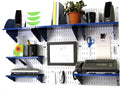 Wall Control Office Organizer Unit Wall Mounted Office Desk Storage and Organization Kit Slotted White Wallboards and Blue Accessories by Wall+Control