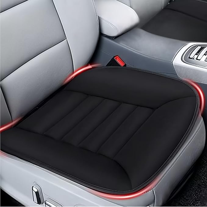 MYFAMIREA Car Seat Cushion Pad 1.2" Thick Comfort Seat Protector for Car Driver Seat Office Chair Home Use Memory Foam Seat Cushion with Non Slip Bottom, 20'' x 18.5'', Black by MYFAMIREA
