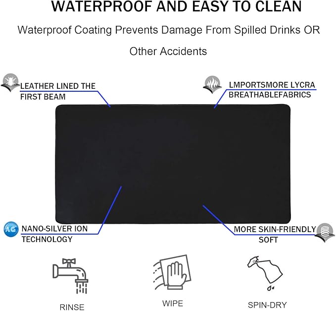 Large Gaming Mouse Pad, Extra Large Big Mouse Pad with Stitched Edge | Mouse Pad Desk, XXL Non-Slip Black Computer Long Mousepad Desk Mat for Gamer, Office & Home, Black - Image 4