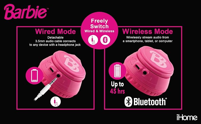 Barbie Bluetooth Headphones for Kids, Wireless Headphones for School, Home, or Travel (Barbie) - Image 6
