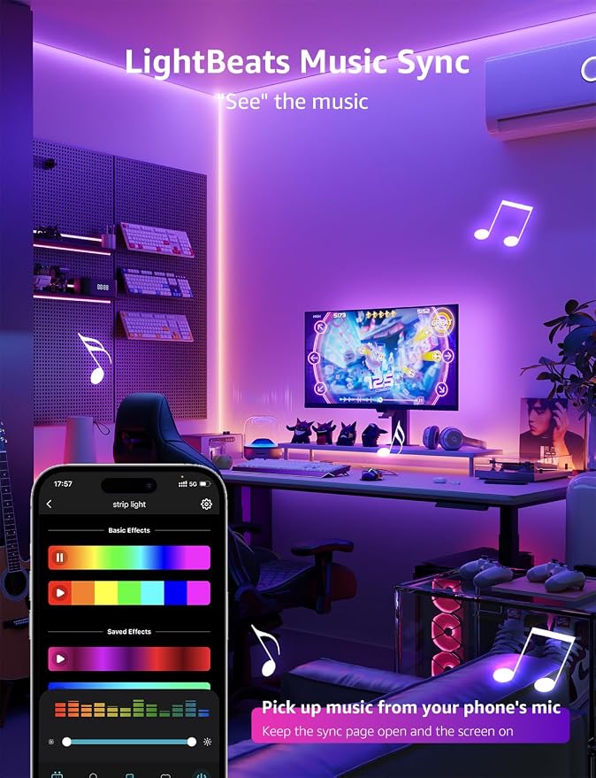 Lepro SE1 AI Smart LED Strip Lights 32.8FT RGB WiFi Bluetooth Lights - Image 6